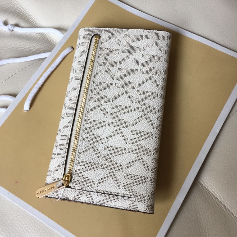 NWT Michael KORS large jet set travel wallet Acorn - Picture 2 of 4